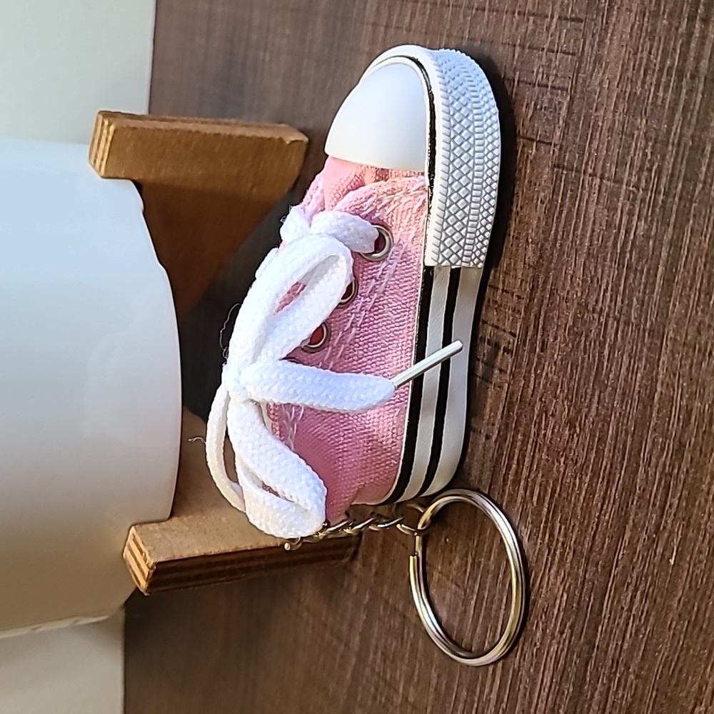 Pink Canvas Sneaker Keychain Cute Mini Shoe Keyring Bag‎ Charm Accessory